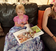 2 year old Isla reads to mom - Arizona